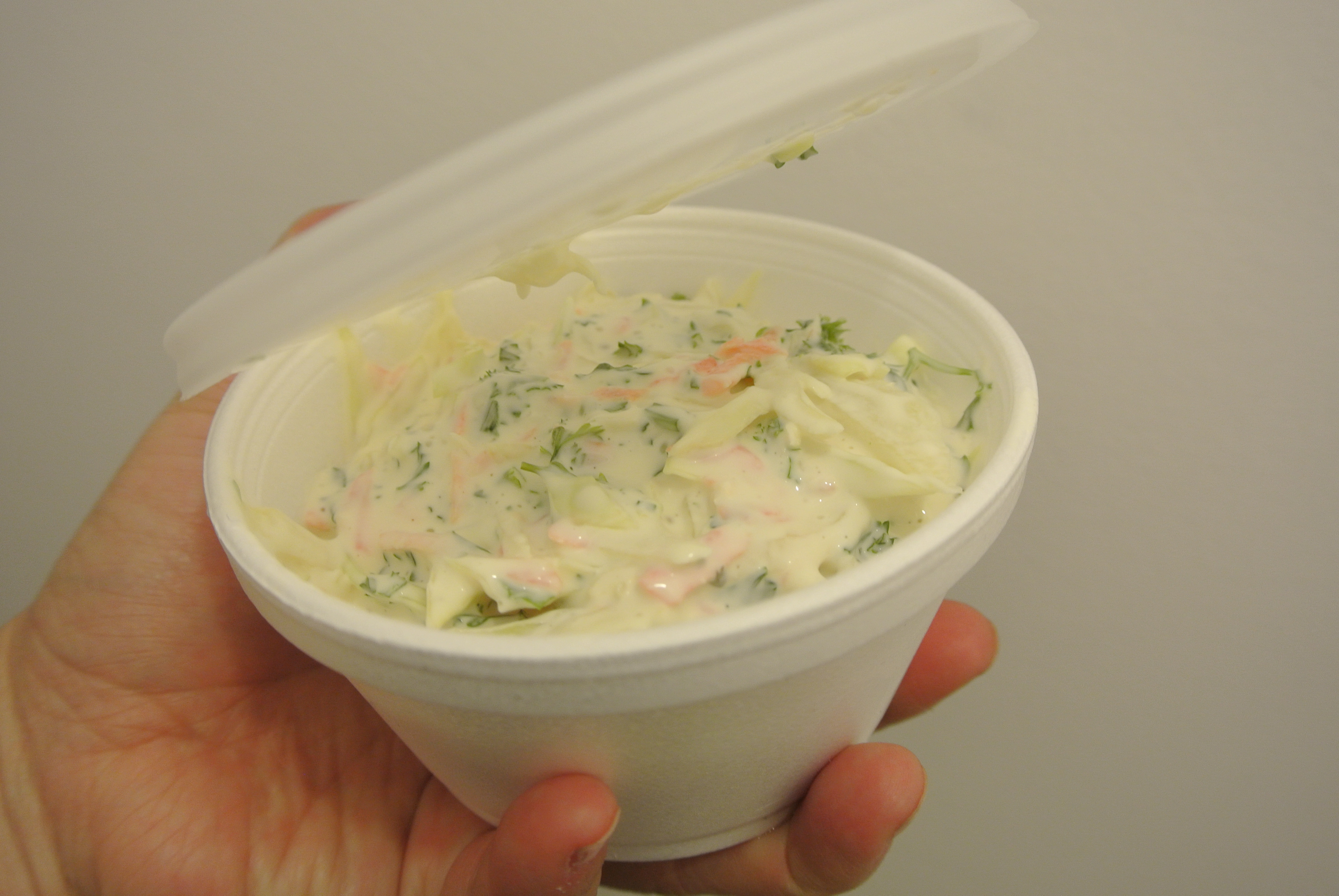 Purchased a side order of coleslaw.