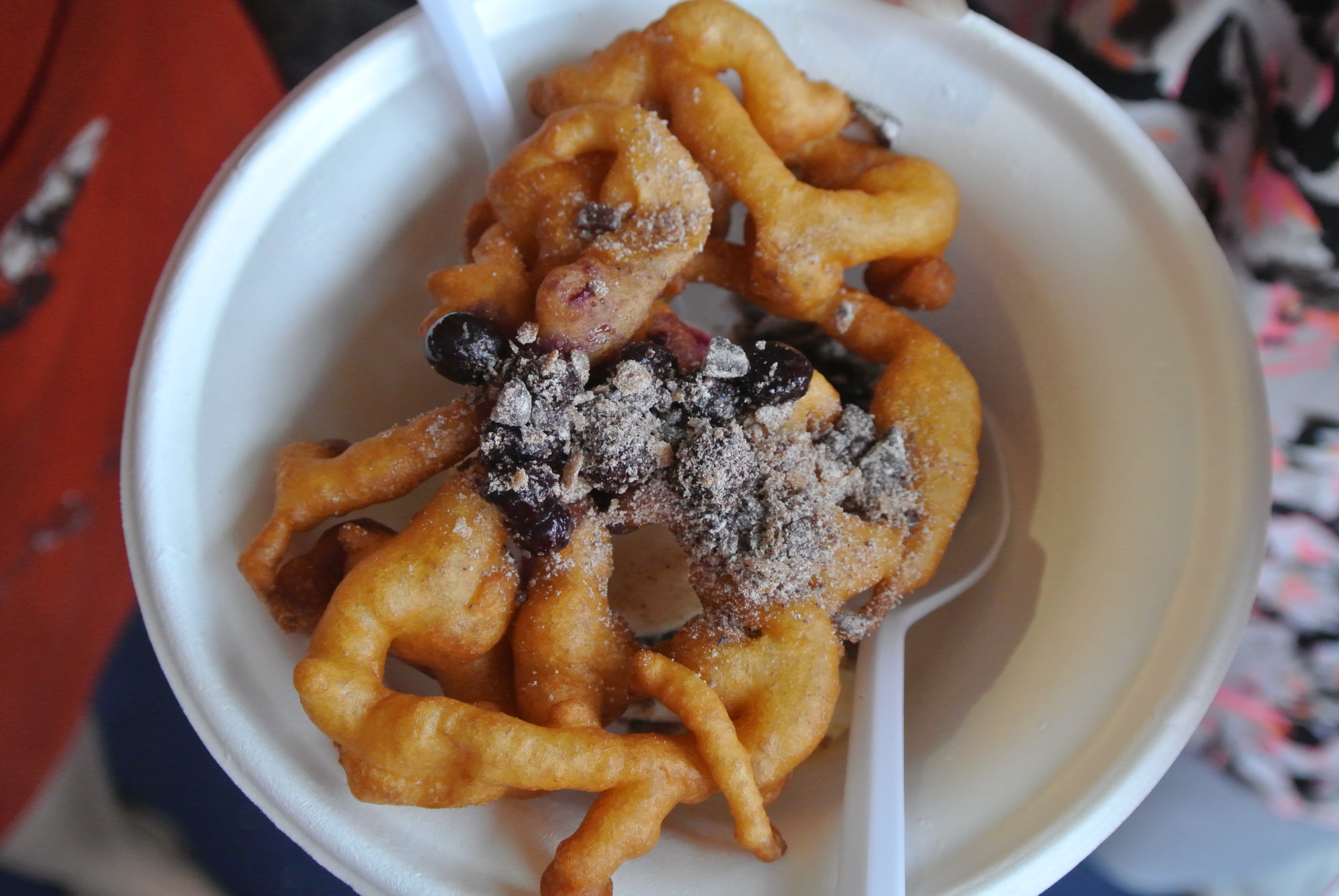 Richmond Station's funnel cake with vanilla ice cream and stewed fruit.