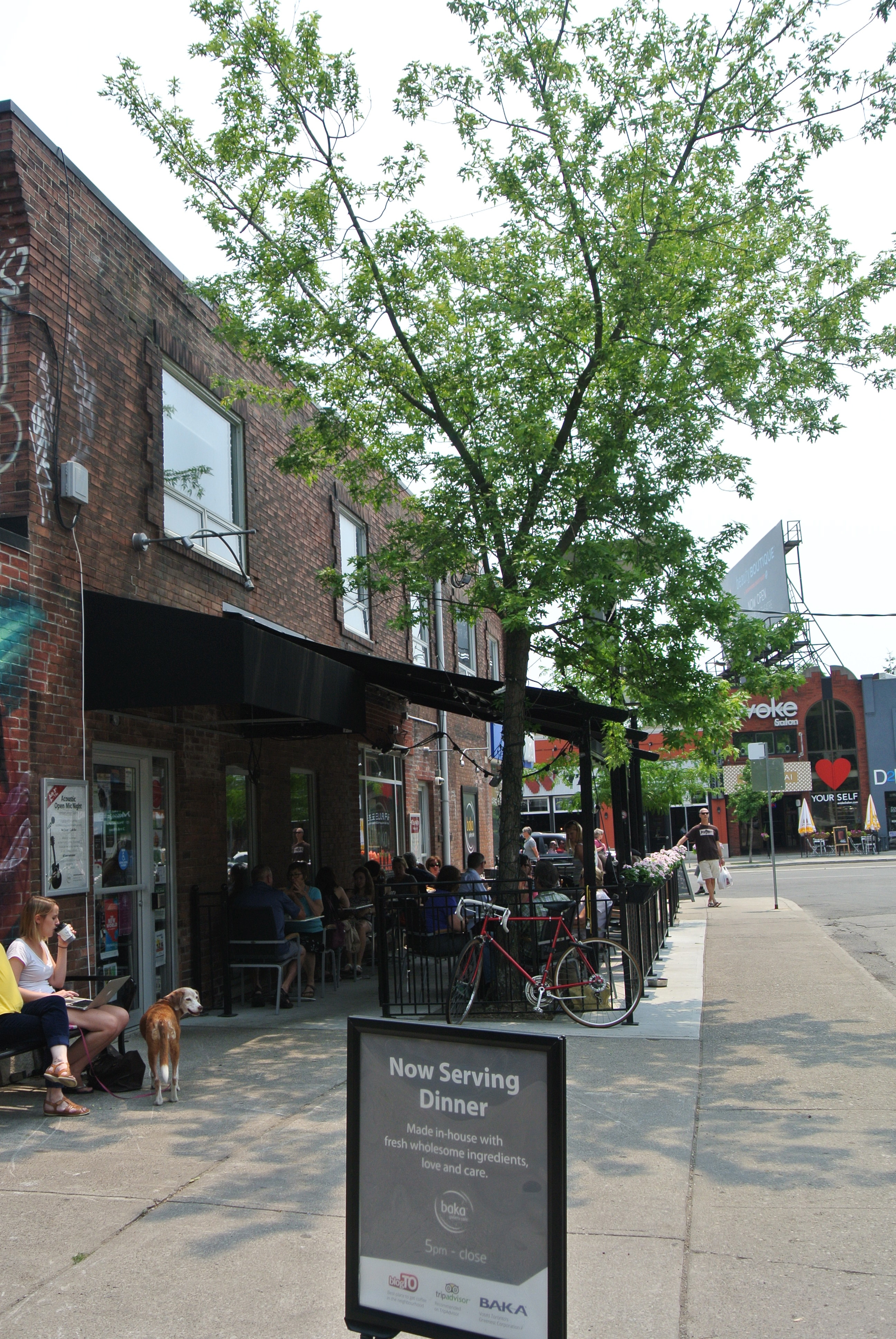 The entrance and patio of Baka Gallery Cafe. 