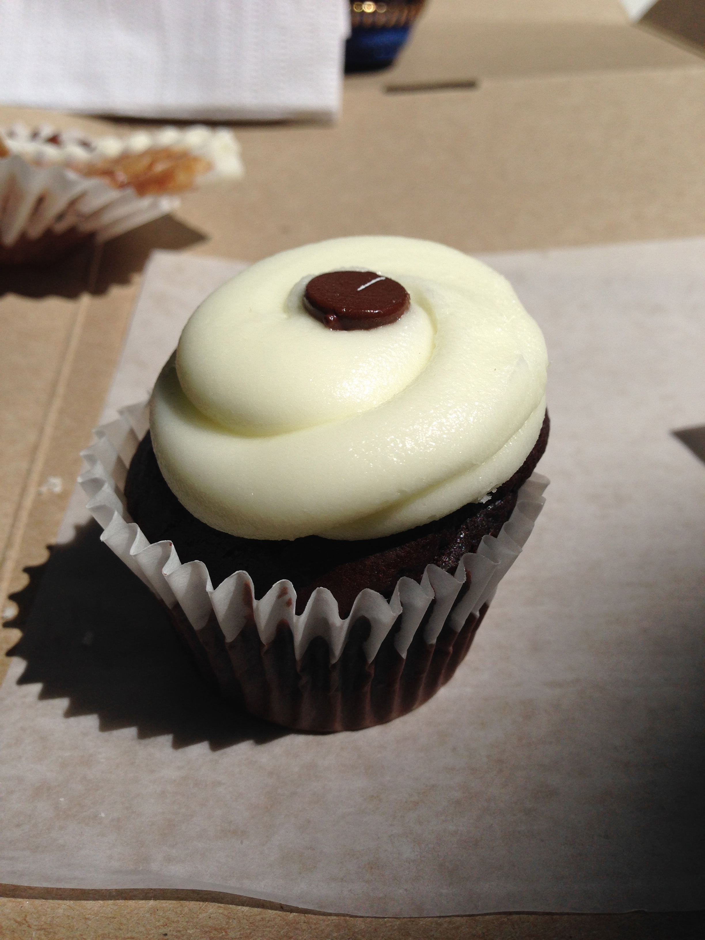 Chocolate mini-cupcake with mint buttercream.